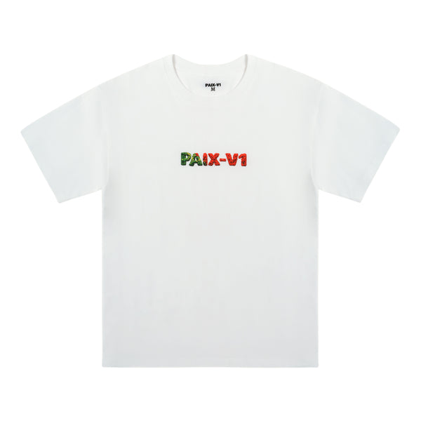 PAIX-V1 T-shirt Portugal: white T-shirt with a green and red PAIX-V1 logo