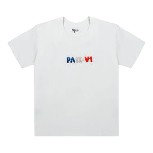 PAIX-V1 T-shirt France: white T-shirt with a blue, white and red PAIX-V1 logo