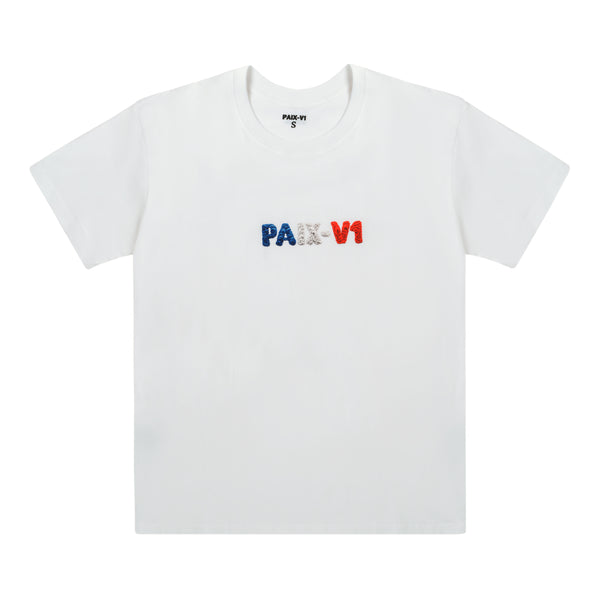 PAIX-V1 T-shirt France: white T-shirt with a blue, white and red PAIX-V1 logo